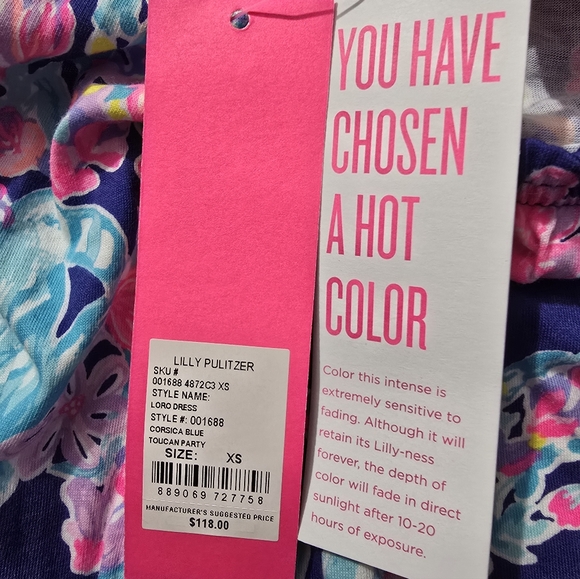 Lilly Pulitzer Loro Swing Dress Corsica Blue Toucan Party Tiered Floral Size XS - Picture 5 of 11